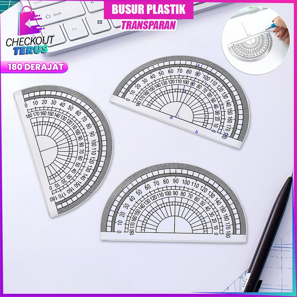 Jual CT A108 Busur Derajat Plastik Anak Sekolah Serbaguna Half Circle ...