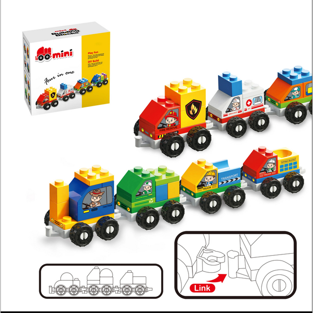 Jual Mainan Anak Kereta Api Mini Brick Susun Train 4 in 1 Bingkisan ...