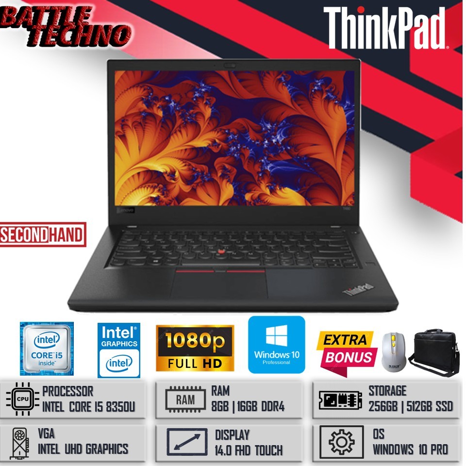 Jual Laptop Lenovo Thinkpad T480 Intel i5 8350U 16GB 512GB SSD FHD IPS ...