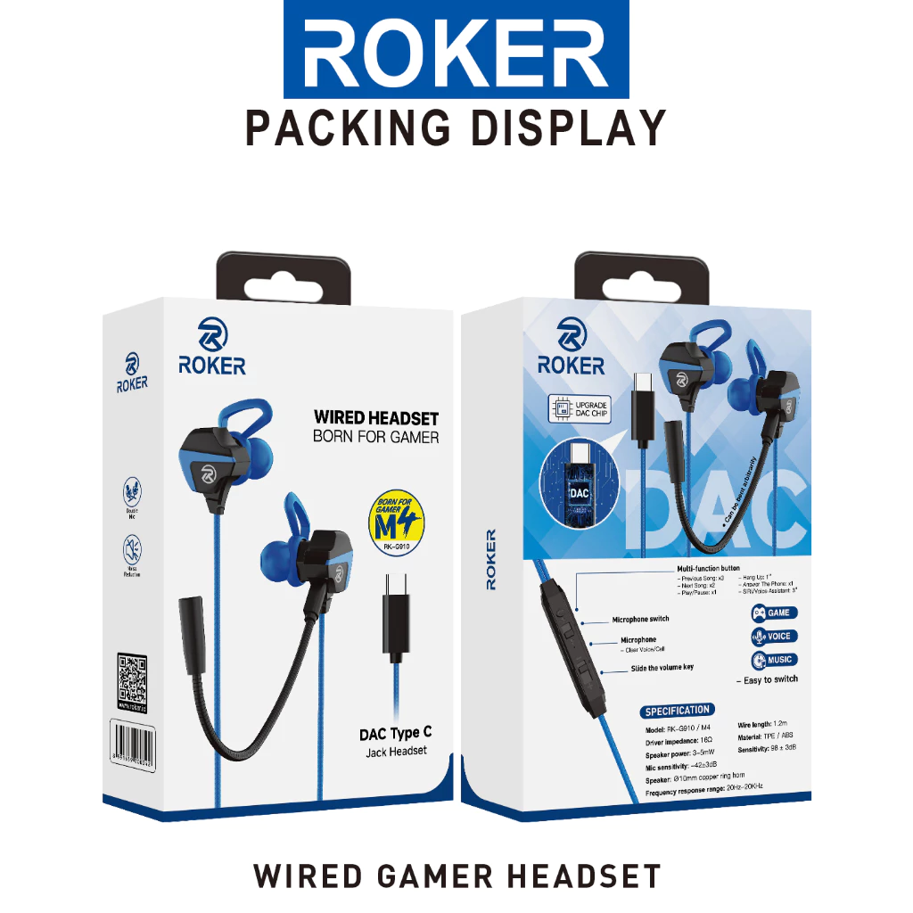 Earphone / Headset Gaming Roker M4 RK-G910 Extreme Bass TYPE - C