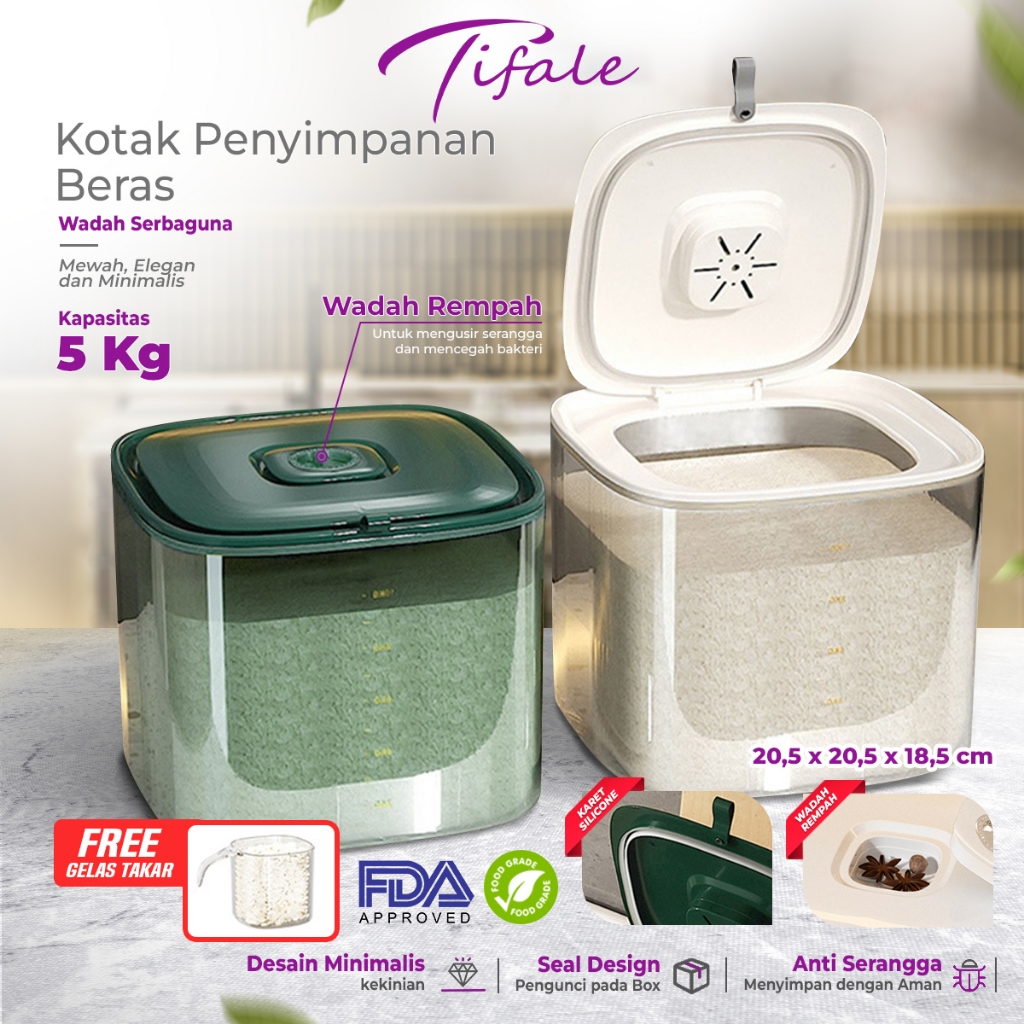 Product image Tifale Kotak Tempat Penyimpanan Beras Bahan Makanan Wadah Dispenser Beras Rice Storage 1