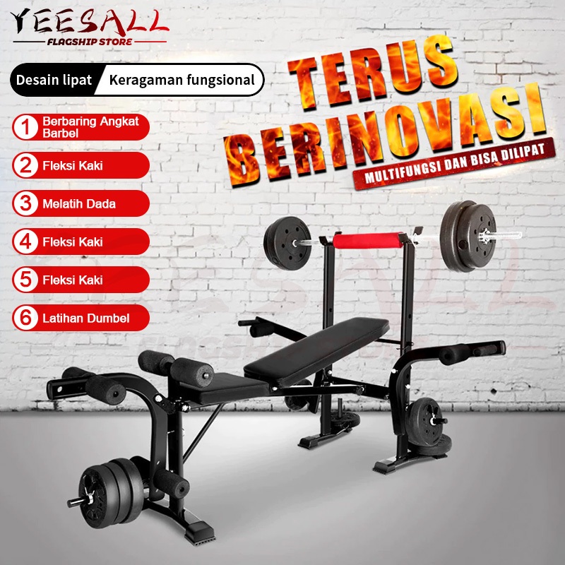 Weight Bench Press Multifungsi - Barbell Rack Gym / Peralatan Olahraga Rumahan