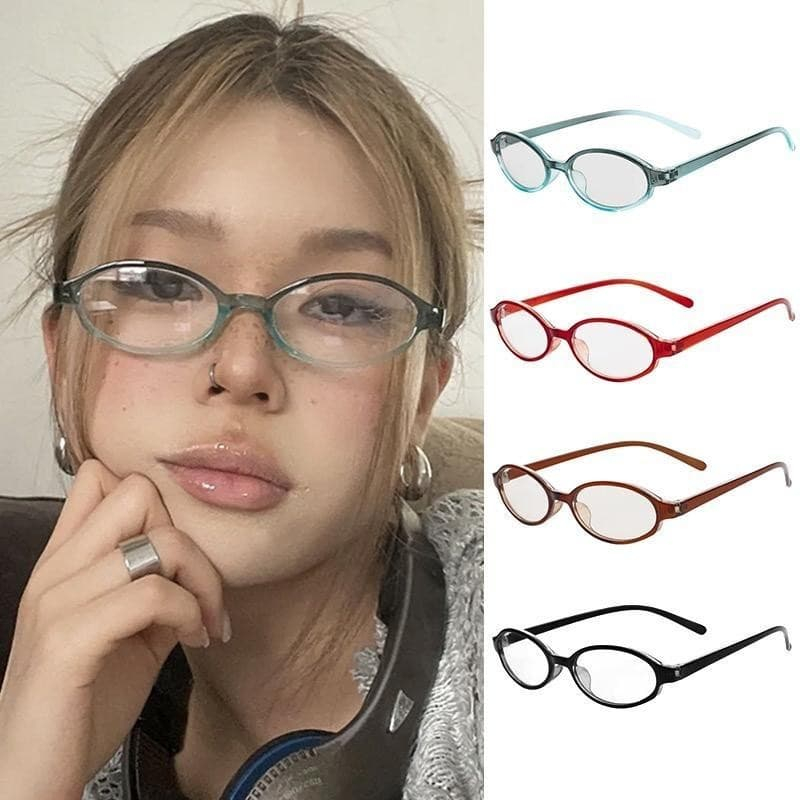 Jual kacamata elips, bingkai kecil, frame tipis kaca transparan, hits ...