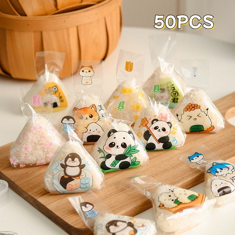100 Stück Dreieckige Onigiri-Wrapper, Panda-reisbällchen