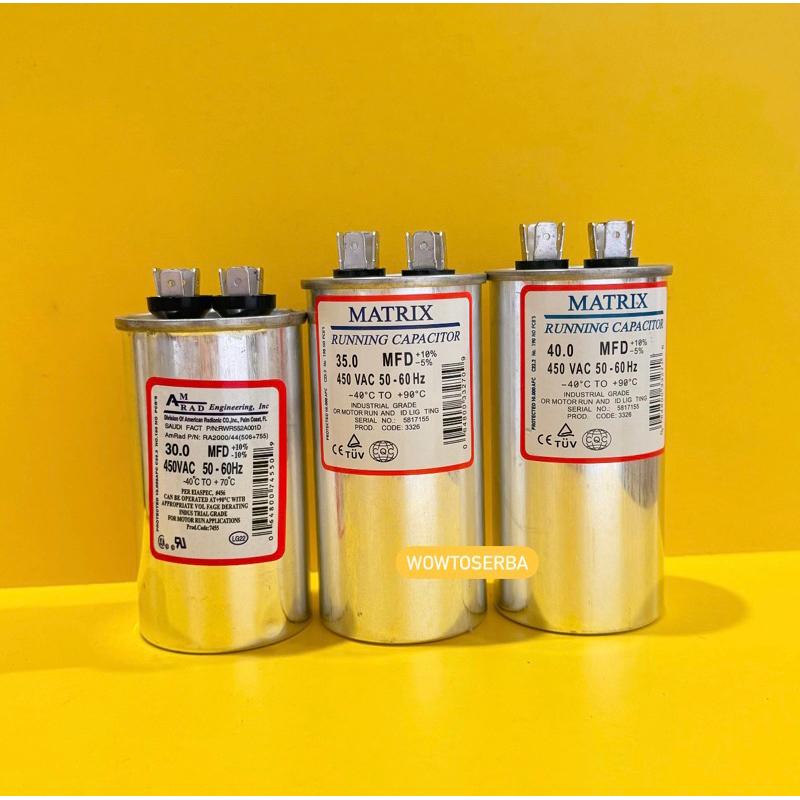 Jual Kapasitor AC 15 20 25 30 35 40 45 50 60 uF Amrad / Matrix / Tins ...