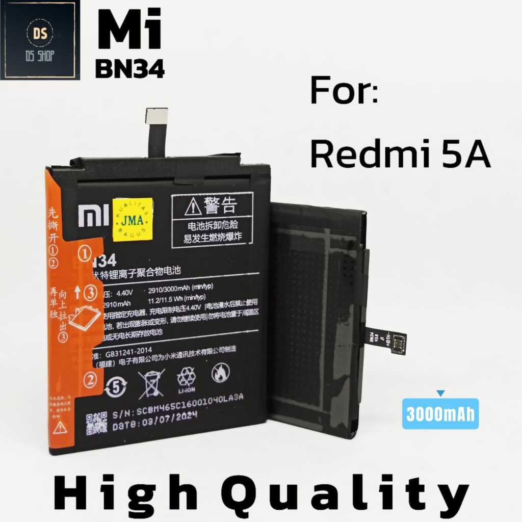 Baterai Xiaomi Redmi 5a Mi5A BN34 BN 34 Ori Batrai Xiomi Original Batre HP