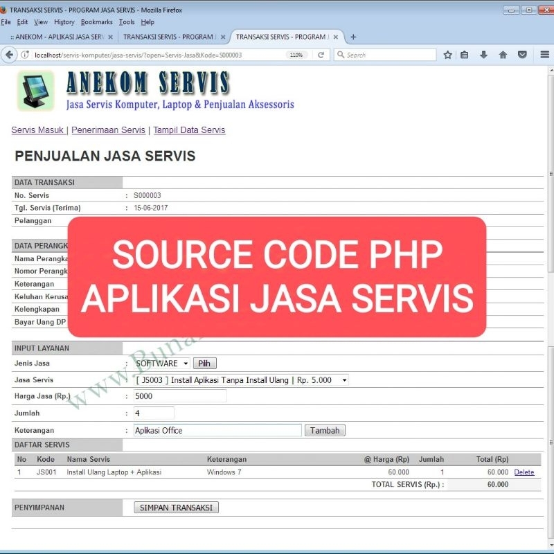 Jual Source Code PHP Program Aplikasi Jasa Servis Berbasis Web PHP dan ...