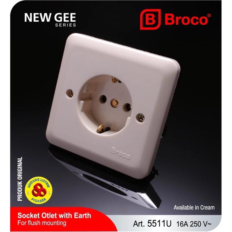 Jual Stop Kontak Arde 5511U New Gee Cream Socket Inbow Broco | Shopee ...