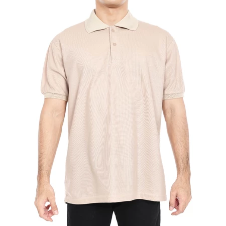RK007 Kaos Polo Pria Kerah Polos Warna Krem