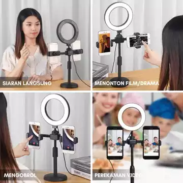 Ring Light 16cm Tripod 2 Holder HP Ring Light Tripod Mini Stand HP Live Stream Selfie Make Up