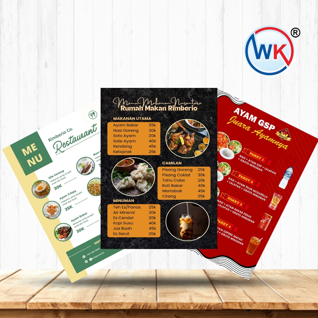 Jual MENU ANTI AIR / DAFTAR MENU / DAFTAR HARGA MAKANAN MINUMAN ...