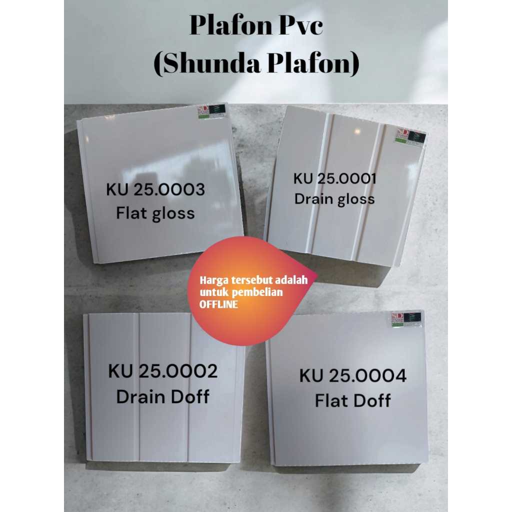 Jual SHUNDA PLAVON KU 25.0001, 25.0002, 25.0003, 25.0004 PVC PUTIH ...