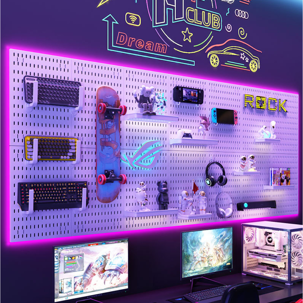 Papan Pegboard Papan Organizer & Dekorasi Kuat Bisa Tempel atau Bor di Dinding atau di Meja
