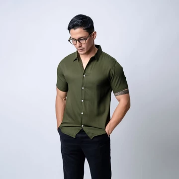 VENGOZ Kemeja Pria Pendek Slim Fit Viscose Red Wine SS