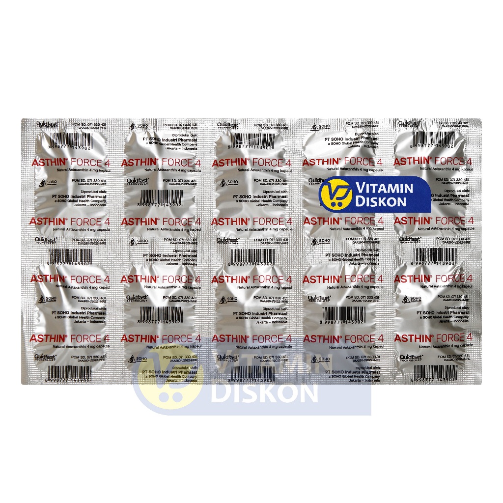 Jual ASTHIN FORCE 4 MG | Astaxanthin Suplemen Daya Tahan Tubuh dan ...