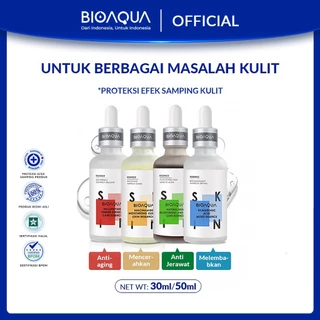 BIOAQUA Niacinamide Brightening dan Acne Serum 30ml/50ml jerawat dan bekas jerawat Hydrating Serum Essence Wajah Menyamarkan flek-flek hitam
