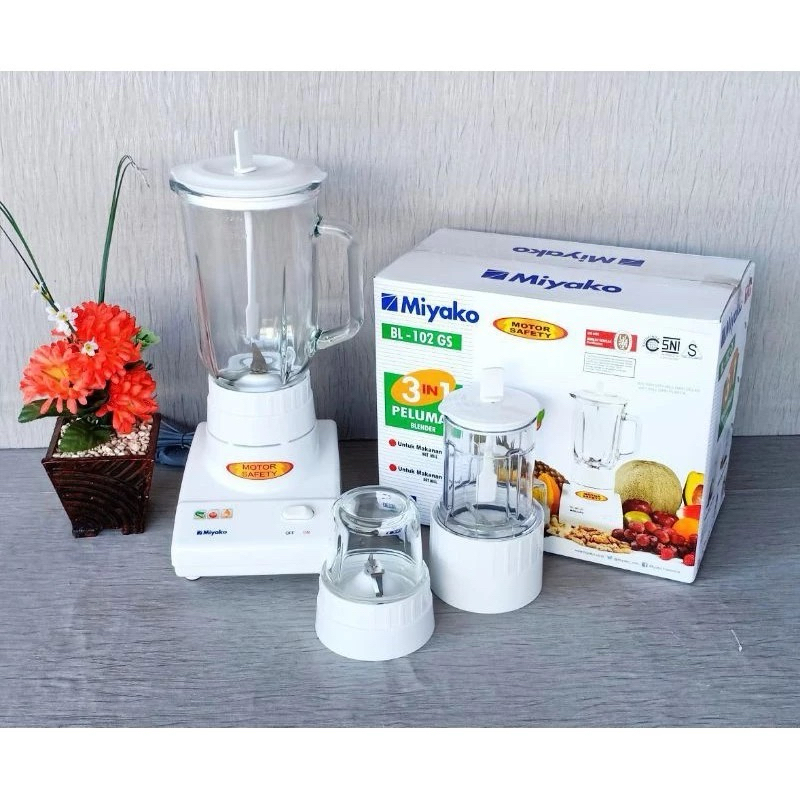 Jual Blender Miyako 3in1 BL 102 GS (Kaca) - Putih 1 Liter 3 Gelas 250 ...