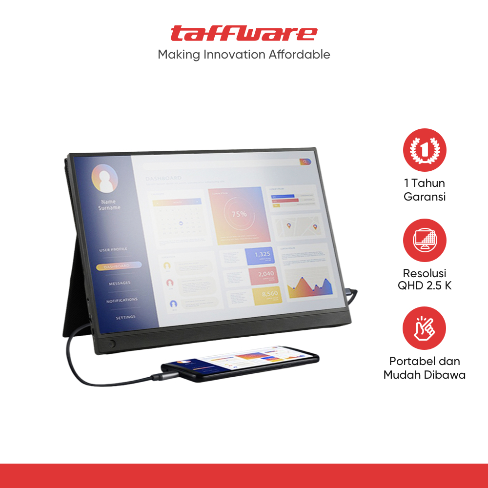 Jual Taffware Portable Monitor 16 Inch 2.5K QHD IPS No Touchscreen ...