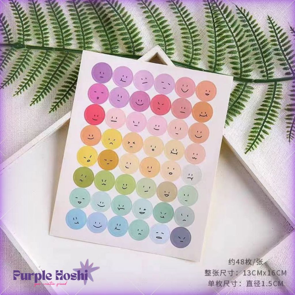 Jual Purple Hoshi 1 Lembar Sticker Smiley Face Emoji DIY Stiker Buku ...