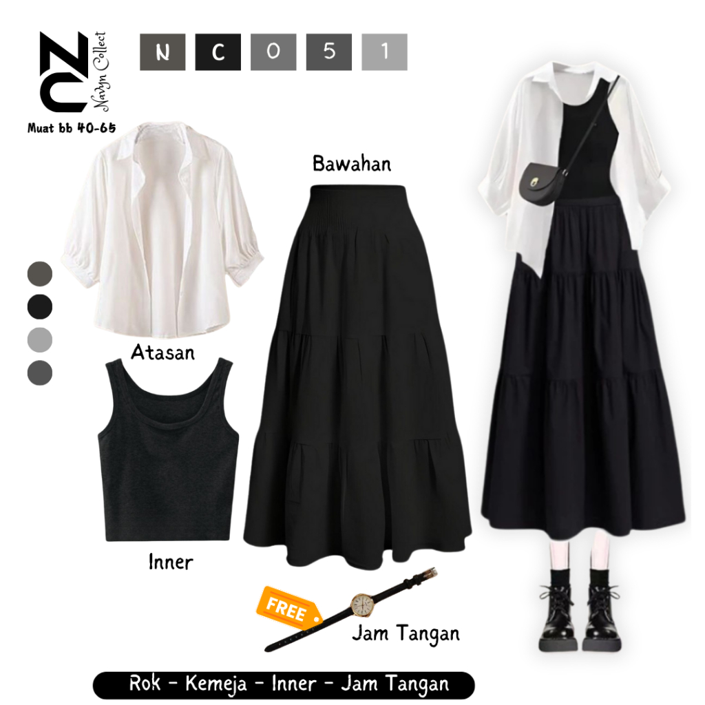 Jual OneSet Wanita Terbaru Kekinian Korean Style(kemeja wanita+rok ...