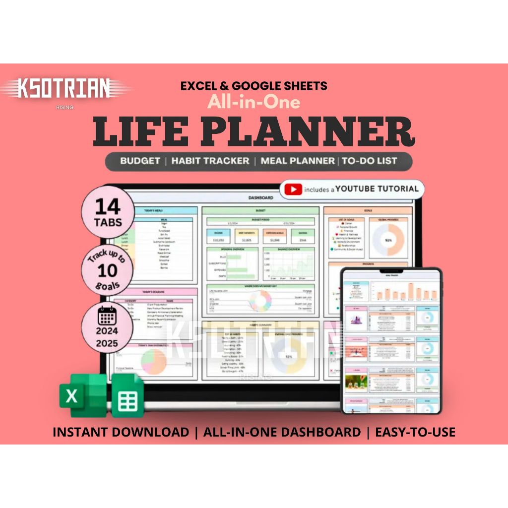 Jual Life Planner Googles Sheets Planner Digital Organizer Budget