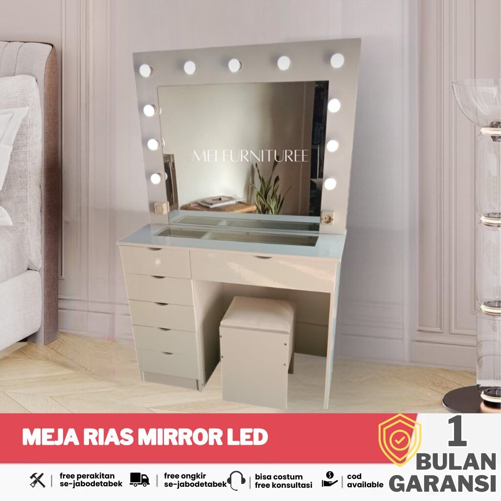 Jual MEI FURNITURE Meja Rias LED Mirror Minimalis - Meja Make Up ...