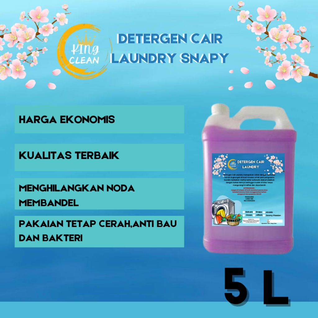 Jual Deterjen / Sabun Cuci Pakaian / King Clean / 5 Liter ( KHUSUS GRAB ...
