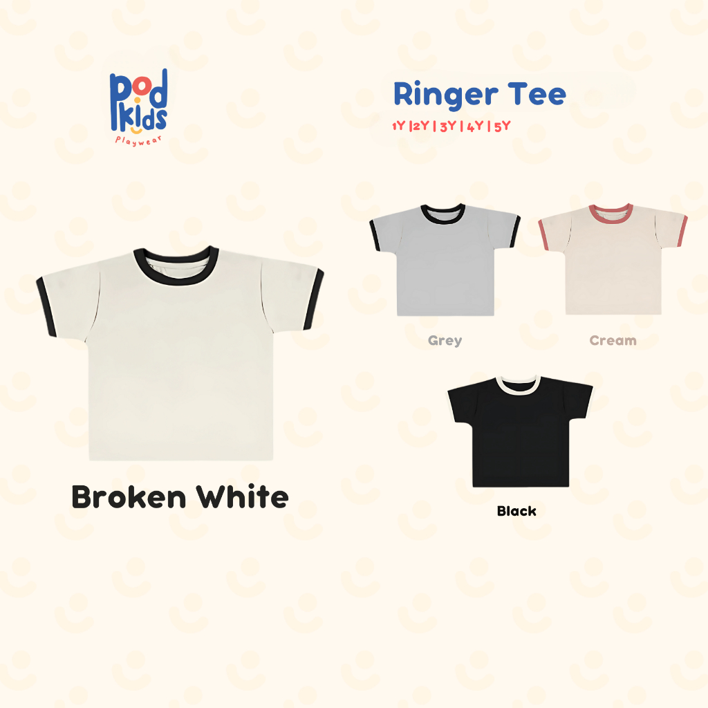 Jual PODKIDS Kaos Polos Anak - Ringer tee 1-5 tahun (B) | Shopee Indonesia