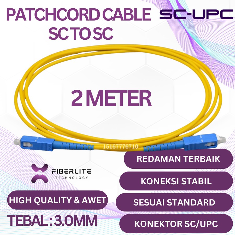 Jual Patch Cord SC UPC 2 Meter 3MM Single Mode Kabel Fiber Optic SC-SC ...