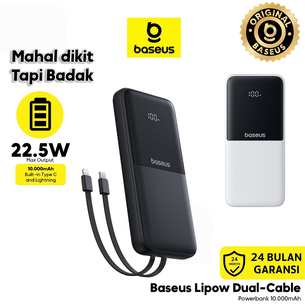 Jual Baseus Power Bank Lipow 10000mAh & 20000mAh 22.5W DualCable Type