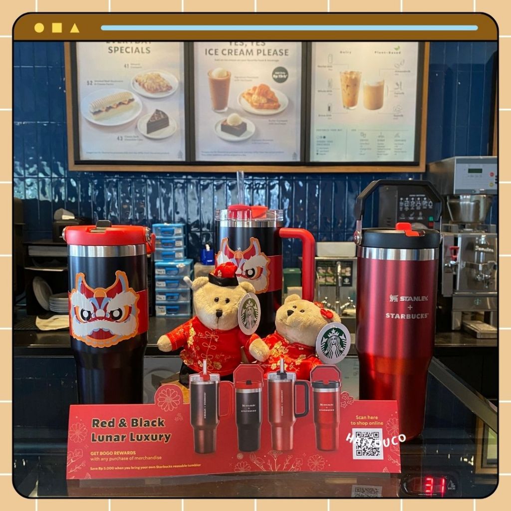 Tumbler Starbucks Red Black Chinese New Year 2025 Stainless Steel