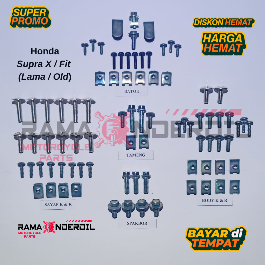 Jual Baut / baud mur body motor Honda Supra X / Fit 110 thn lama ...