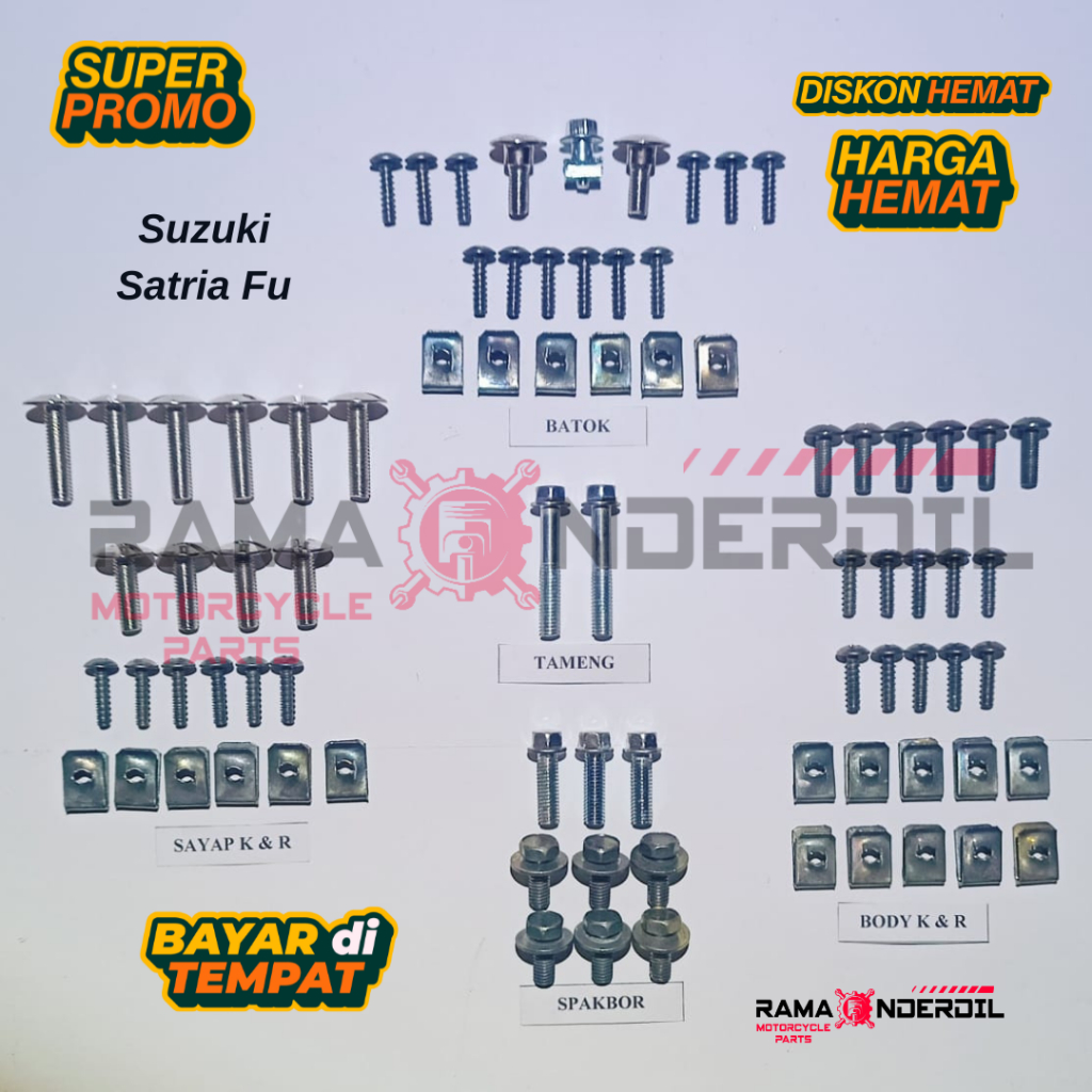 Jual Satu set baut / baud mur body motor Satria Fu (barong) | Shopee ...