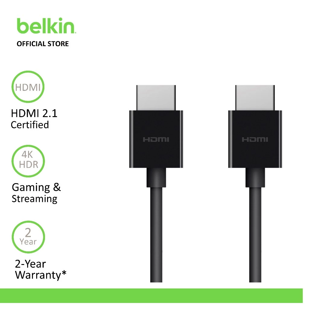 Belkin AV10175bt2MBKV2 4K Ultra High Speed HDMI 2.1 Cable 2M (macbook, apple TV, PS5, xbox)