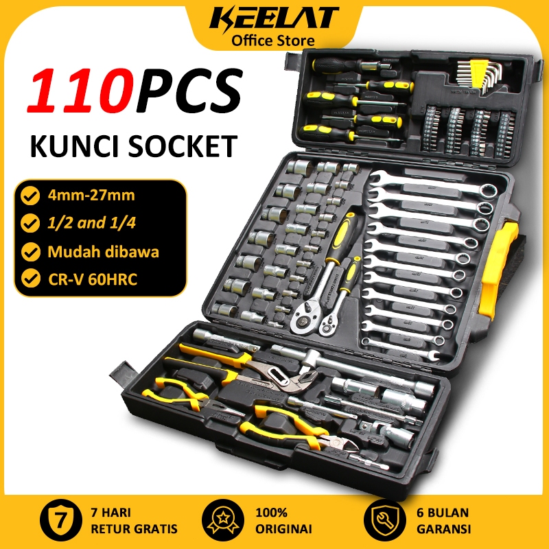 Jual 【KEELAT】 110Pcs Kunci Sok Set Socket Full Lengkap Socket Tool Kit ...