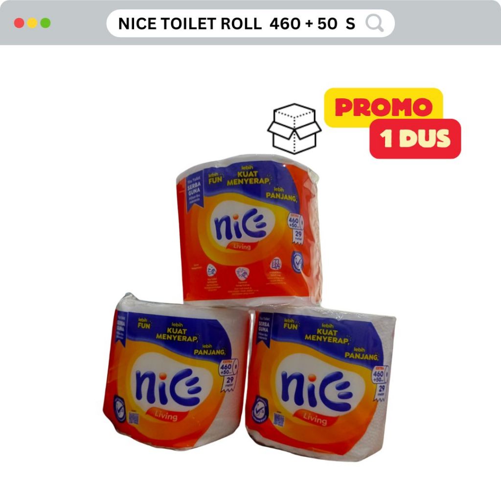 Jual Nice Living Tissue Toilet Emboss Tisu Gulung 1 Roll 460 + Extra 50 ...