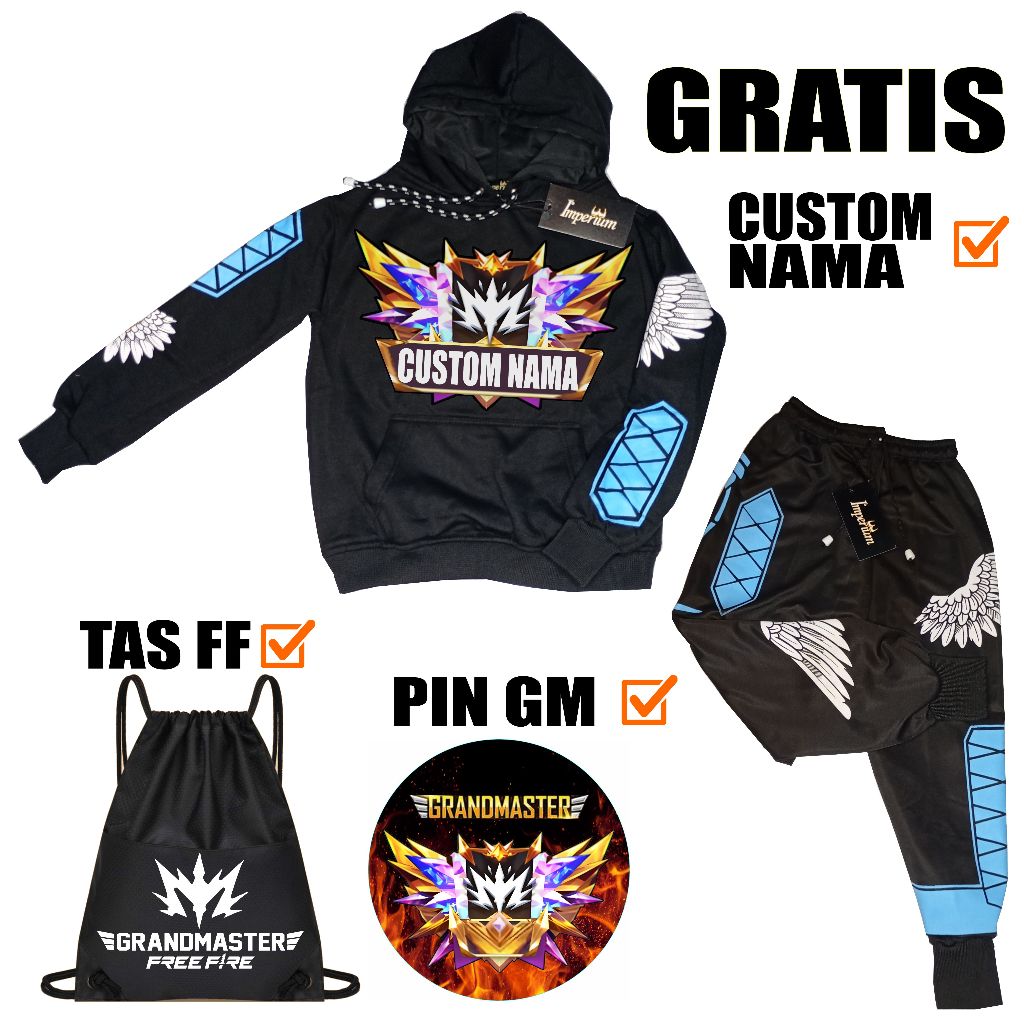 Jual Setelan Celana Angel Biru Joger Free Fire Anak dan Baju Switer FF ...