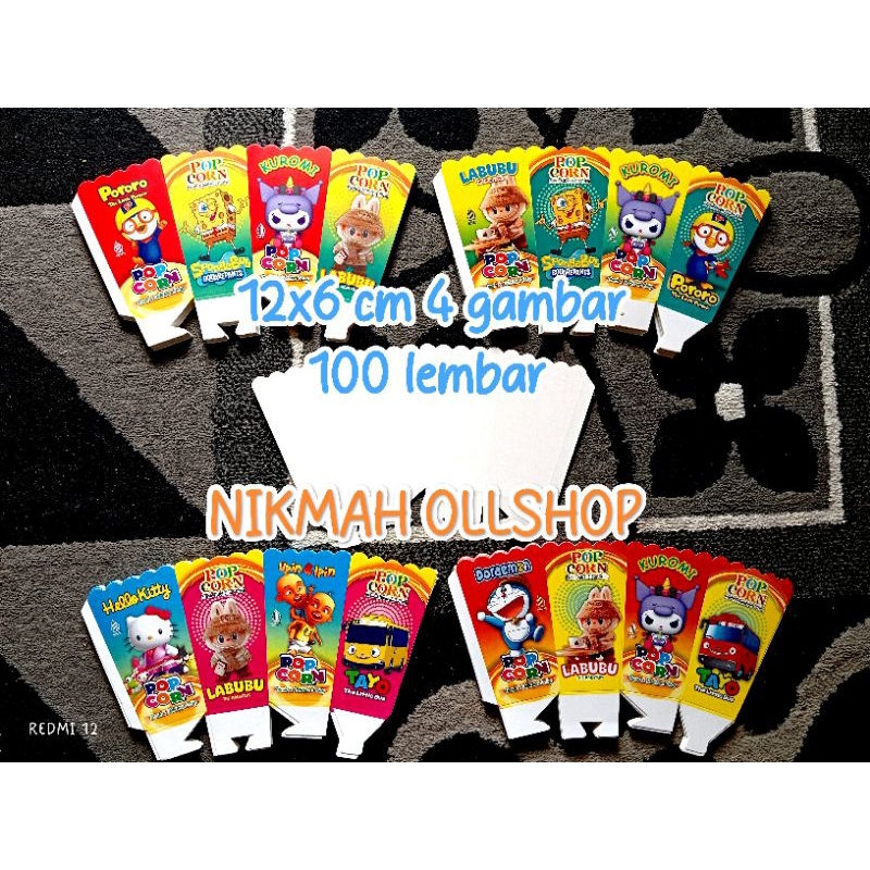 Jual kertas popcorn labubu 12x6 cm 100 lembar / kotak popcorn murah ...