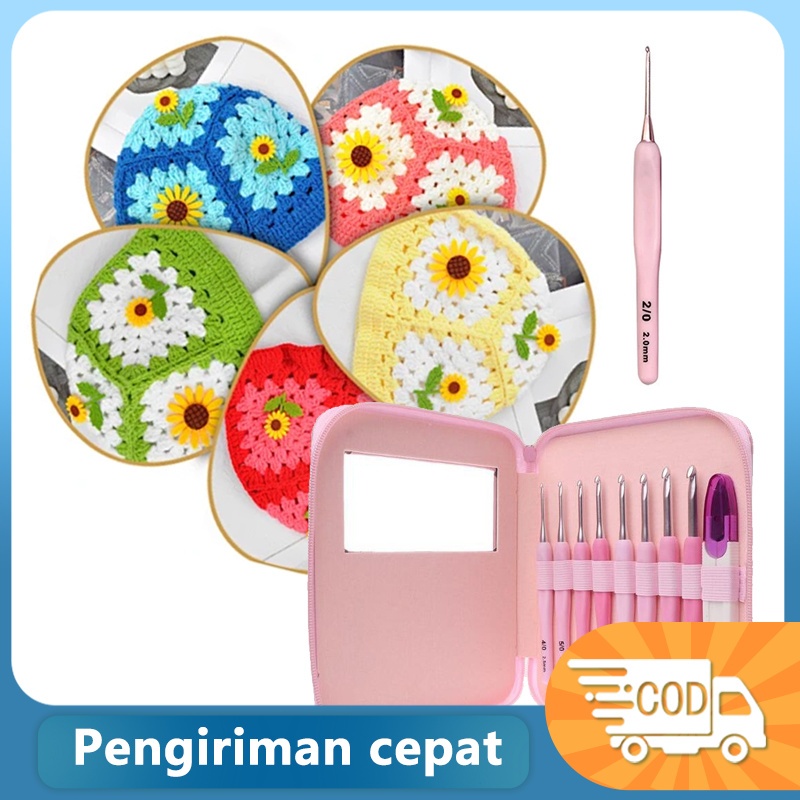 Jual Jarum rajut crochet full set 9pcs 2mm-6mm | Shopee Indonesia