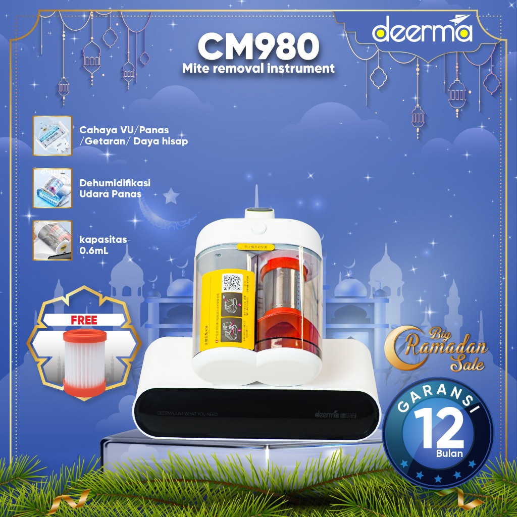 Jual Deerma CM980 13Kpa Anti-dust Mites Double Dust Cup UV Vacuum ...