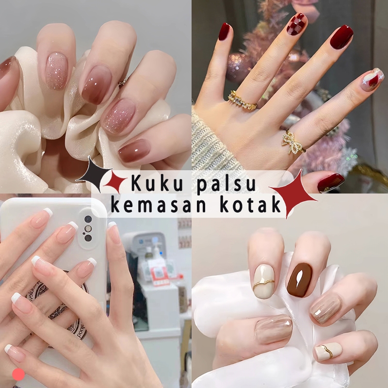 24pcs 3D Kuku Palsu/(FREE LEM)Set DIY Instant Nail Art Fake Nails Bridal Wedding/24 pcs Kuku Palsu