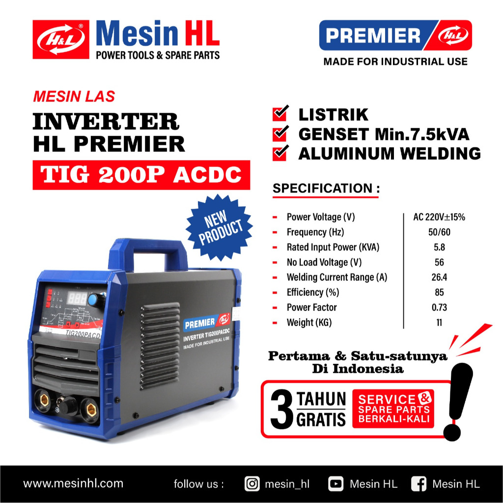 Jual HL Premier Travo las Tig 200 AC DC Las Argon Aluminium Heavy Duty ...