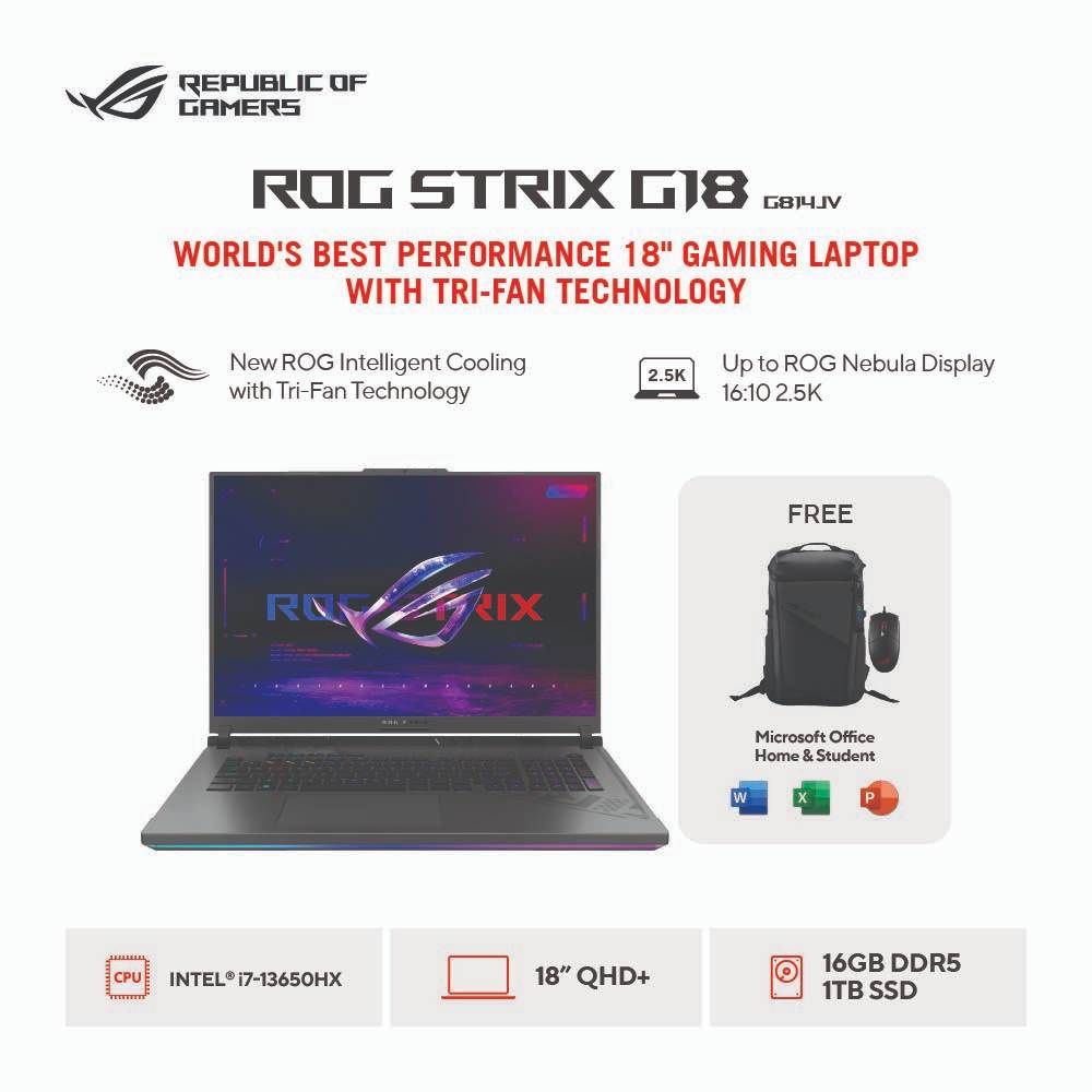 Jual Asus ROG Strix G18 G814JV-I746C6G-OM [i7-13650HX|RTX 4060|RAM 16GB ...