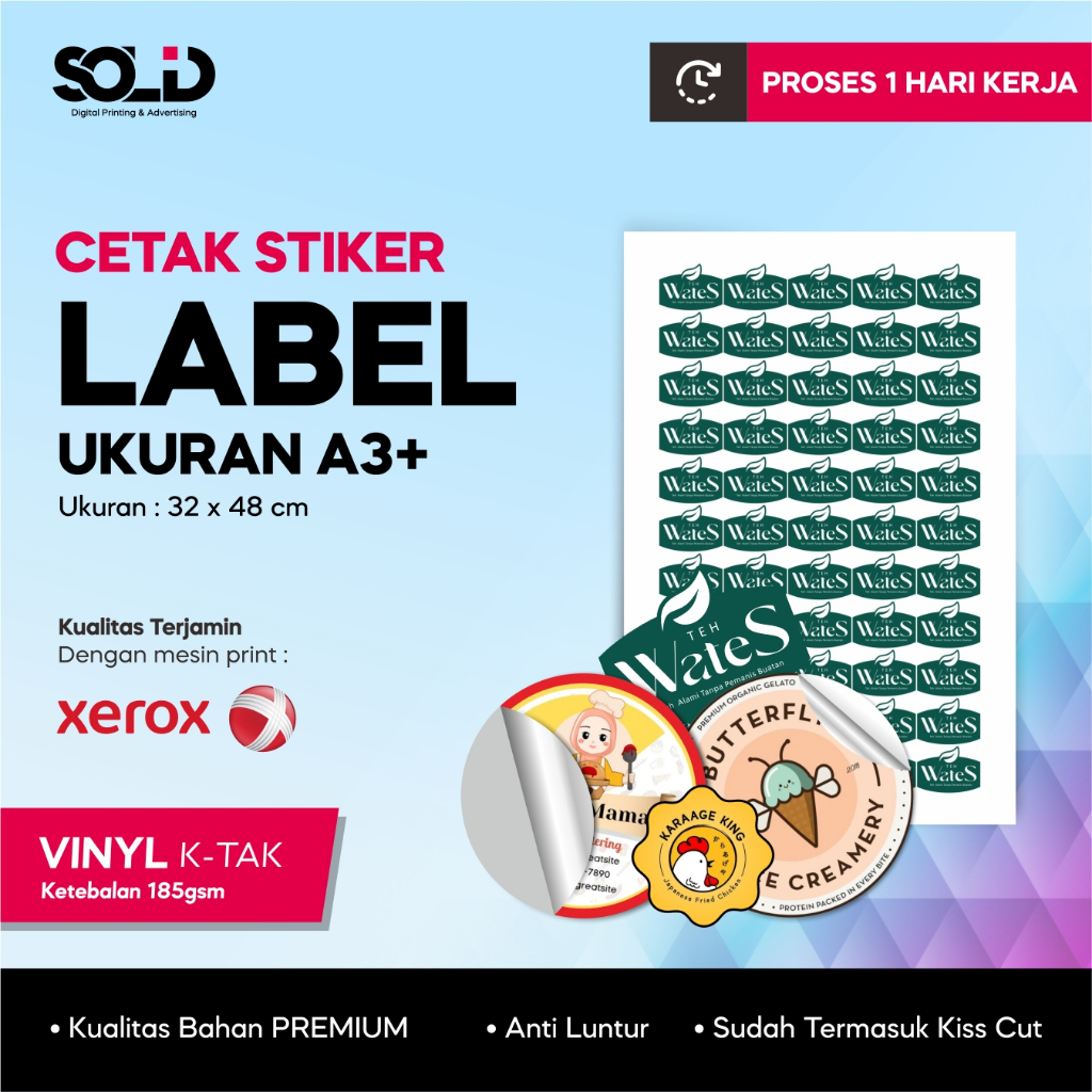 Jual Stiker Label Vinyl Custom A3+ Kiss Cut | Shopee Indonesia