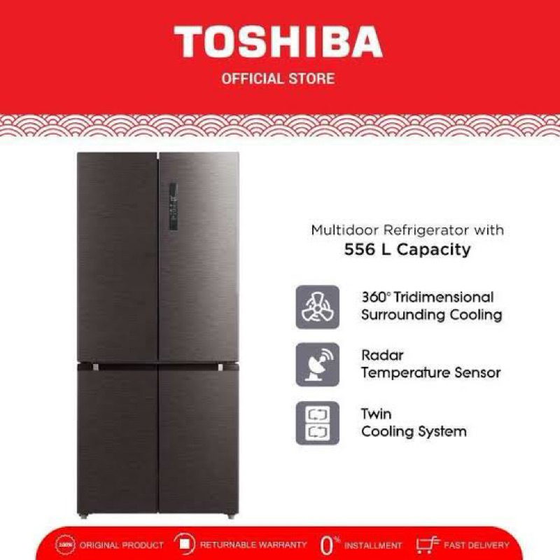Jual Toshiba Kulkas Side by Side 4 Pintu 556L Inverter Hemat Listrik