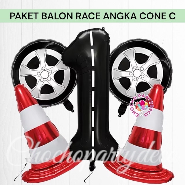 Jual Paket Balon RACE CAR Angka CONE C / Dekorasi Ulang Tahun Mobil ...