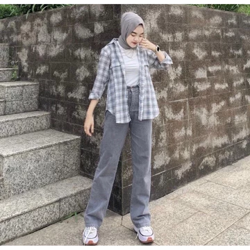 Celana Kulot Jeans Snow Highwaist Wanita Premium Warna