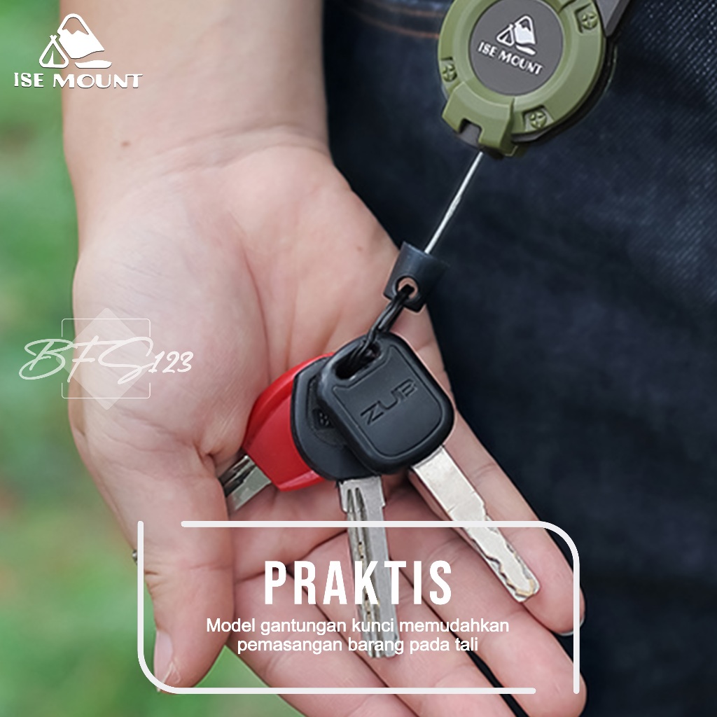 Tali Roll Gantung Id Card Panjang 50 Cm Baja Hook Carabinner - foto 4