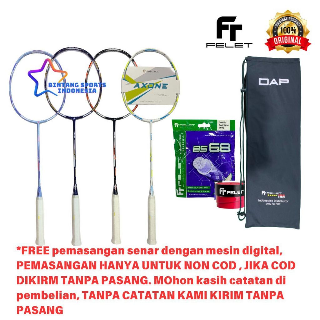 Jual RAKET FELET BADMINTON BULUTANGKIS FELET AXONE ORIGINAL | Shopee ...