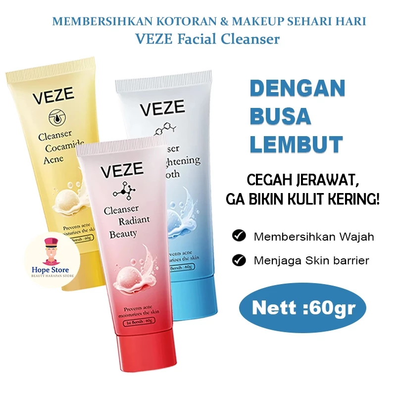 [ BPOM ] Sabun Cuci Muka Veze Facial Cleanser 60g Pembersih Penghilang Flek Hitam Cleansing Acne Whitening | AutoStock